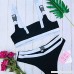 Toimothcn Adustable Two Pieces Bikini Sets Swimsuit Sports Style Low Scoop Crop Top High Waisted High Cut Cheeky Bottom Black B07NQMM4SK